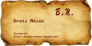 Bretz Mózes névjegykártya